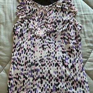 New York & Company Black and Purple Print Blouse